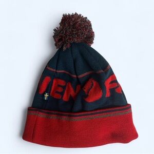 Fjällräven Red and Blue Pom Pom Beanie